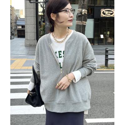 DouDou 完売ハーフジップ グレー スウェット 新色追加】【インフルエンサー OKOCHI企画】ハーフジップ