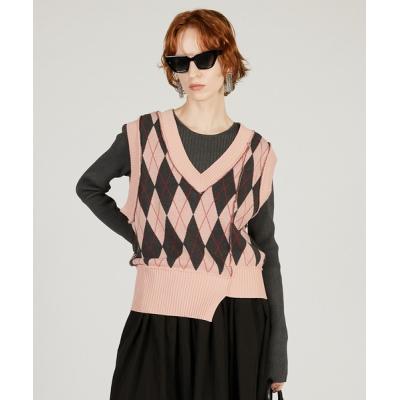 アーガイルベスト（色：ピンク系）のおすすめ人気商品一覧 通販