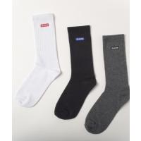 靴下 「大人向けサイズあり」クルー丈BOXロゴ刺繍ソックス３足セット キッズ 子供 男の子 | ZOZOTOWN Yahoo!店