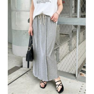 【グレー】スウェット スカート (WOMENS) レディース カジュアルロングカーゴスウェットスカート スカート