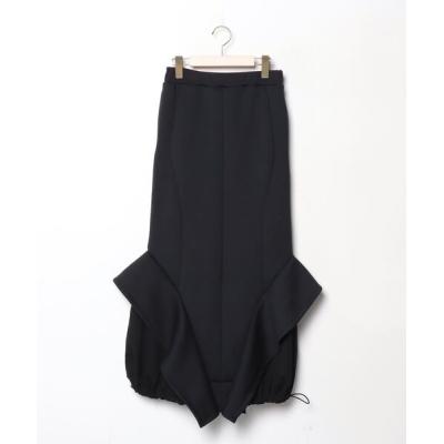 UN3D. ギャザーパーツカットスカート ブラック アンスリード 洗える 36  