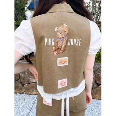 ピンクハウス　ベスト　トップス　茶色　ブラウン　チェック柄　可愛い　重ね着 ピンクハウス ベスト（PINK HOUSE）（色：ブルー系）のおすすめ人気