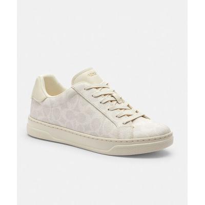 COACH スニーカー靴 シグネチャー 厚底 極美品 23cm COACH - コーチ 厚底 レザースニーカー レディース 編み込み