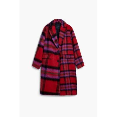【クリーニング済】ウール リバーコート　タータンチェック　フード ロング 赤 ce63f687755e2a3abeb7d4a30395c1
