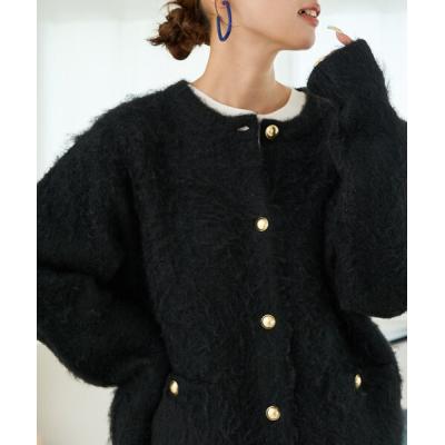 極美品❣️ゴールド飾りリボンボタンが可愛いニットコート リボンシングルブレストコート – NoGenki