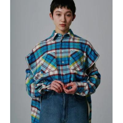 FACETASM チェック柄長袖シャツ オーバーサイズ FACETASM - CHECK ZIPPER SHIRT （ORANGE×BLUE） / チェック柄