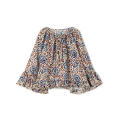 フリルブラウス（レディーストップス）（柄：ペイズリー