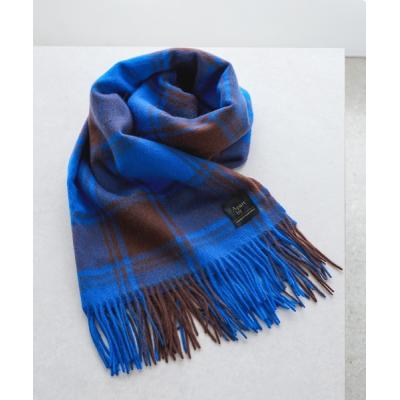 タグ付き 高島屋 カシミヤ100％ ダブルフェイス 大判ストール 青