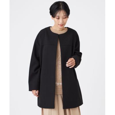 【新品未使用】ebure グレー ノーカラーコート ebure エブール コート（レディースノーカラーコート）｜コート