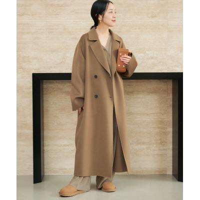 【美品】 スローブイエナ HAMILTONフードロングコート キャメル S SLOBE IENA（スローブイエナ）の「HAMILTONダブルフェイスウールロング