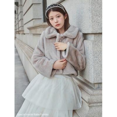 ANAYI アルパカファー付きコート 38 くすみピンクベージュ ANAYI アルパカファー付きコート 38 くすみピンクベージュ