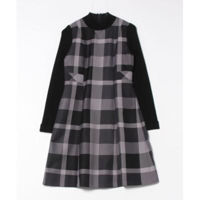 【美品】ブルーレーベル・クレストブリッジ　チェック柄長袖ワンピース　ベルト付 BLUE LABEL CRESTBRIDGE（ブルーレーベルクレストブリッジ）の