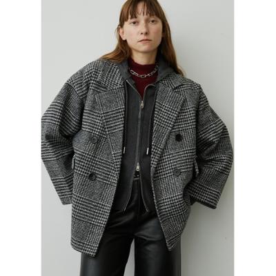 BURBERRY ピーコート グレー・ネイビー・ブラックチェック 貴重 バーバリーブラックレーベル ウールピーコート ネイビー・グレー