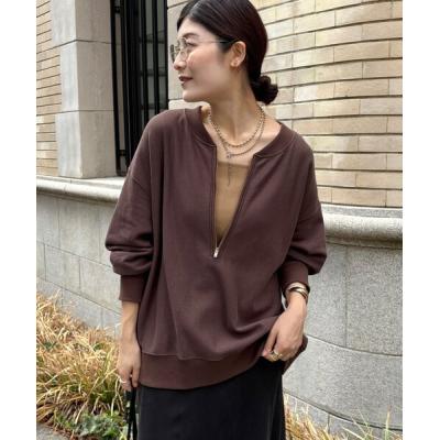 ハーフジップトレーナー（DouDou／レディースファッション