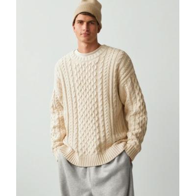 バンデル　アイボリー ケーブルニットセーター ケーブルニット セーター ビッグシルエット[品番：TY000007517