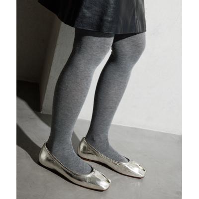 GRISE ブラック アンクルフラットシューズ GRISEレザースクエアクロスシームアンクルフラット（フラットシューズ