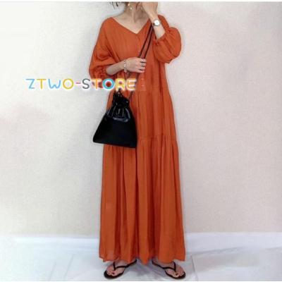 極美品　ダイアグラム　秋カラー　プリーツニットワンピース　マキシ丈　オレンジ 極美品 ダイアグラム 秋カラー プリーツニットワンピース マキシ丈