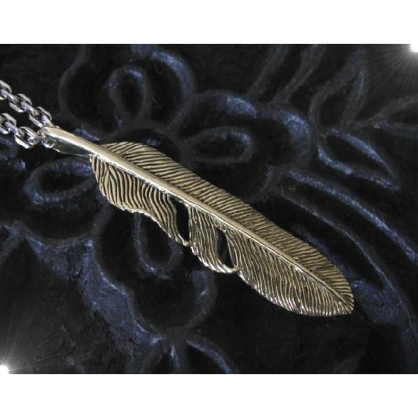 ブラスフェザーペンダント(1) 羽根真鍮製