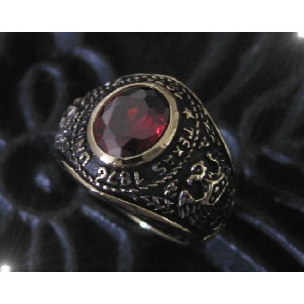 ブラスカレッジリング(1)赤17号 19号 21号 23号 指輪真鍮製 メイン