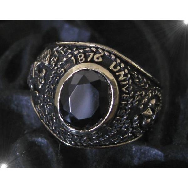 ブラスカレッジリング(1)黒17号 19号 21号 23号 指輪真鍮製 メイン