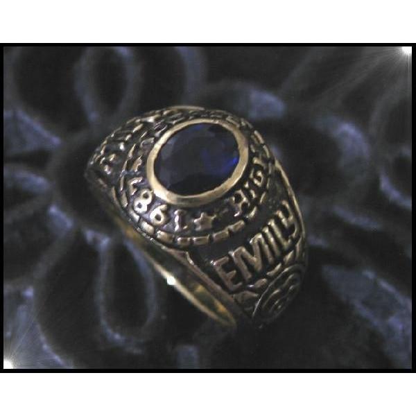 ブラスカレッジリング(2)青17号 19号 21号 指輪真鍮製 メイン