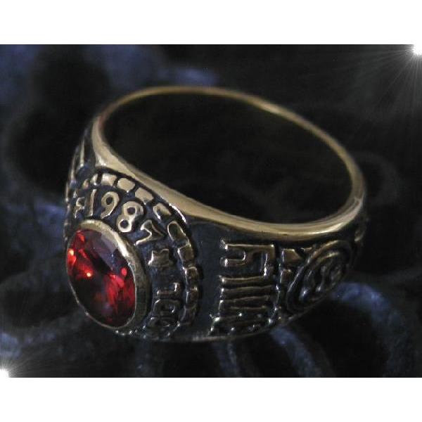 ブラスカレッジリング(2)赤17号 19号 21号 指輪真鍮製 メイン