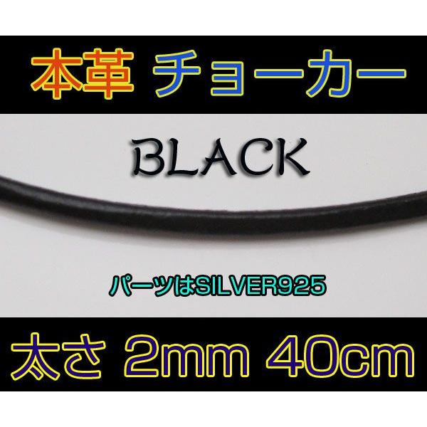 レザーチョーカー黒2mm40cm 本革 メイン