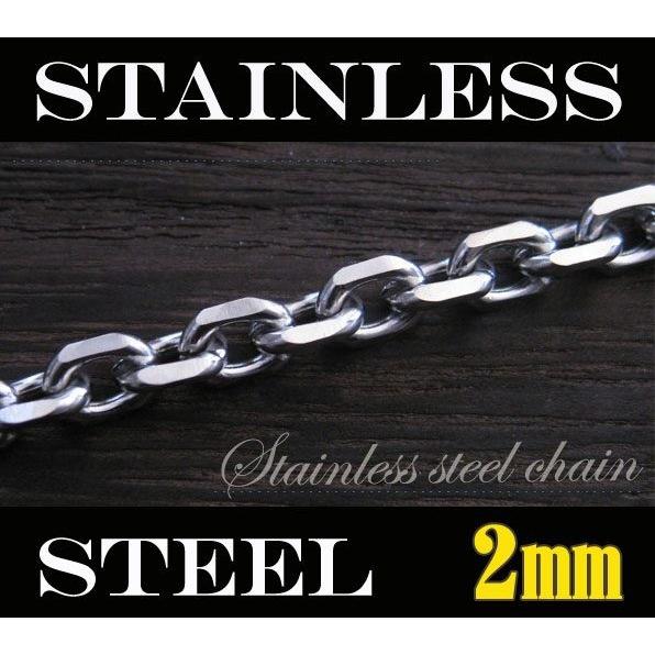 チェーン ネックレス レディース ステンレス ネックレス 4面カットあずきチェーン2mm選択可40c...