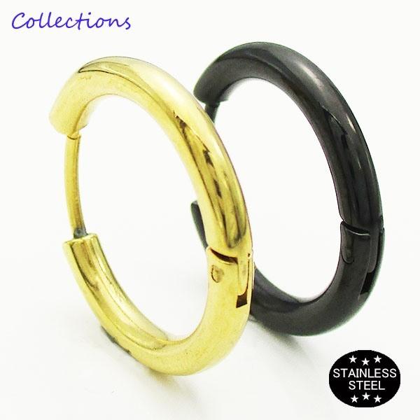 ピアス レディース ステンレス ピアス (16)20mm 片耳売り 選択可 金色 銀色 黒色 ピンク...