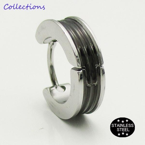 ピアス レディース ステンレス ピアス (32)13mmライン 銀 黒 片耳売り サージカル 316...