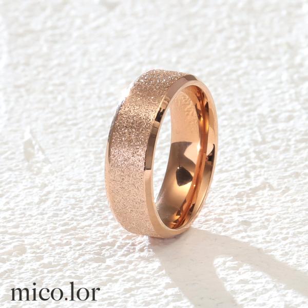 指輪 レディース ステンレス リング (80)砂目 幅広6mm ピンクゴールド メンズ 送料無料