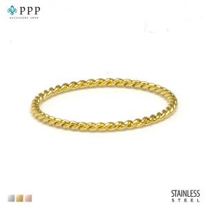 倉庫 ステンレス リング (104)超極細ねじり 金色(メイン)  レディース メンズ 指輪