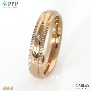 指輪 レディース ステンレス リング (115)甲丸CZ ピンクゴールド 指輪 メンズ 送料無料