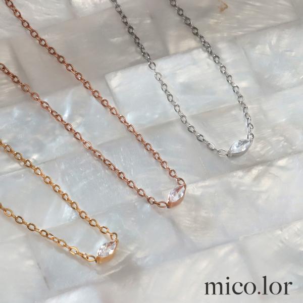 ネックレス レディース ステンレス ネックレス (110) CZ 選択可 (銀色 金色 ピンクゴール...