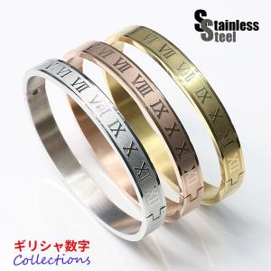 ステンレス バングル (10)ローマ数字 選択可 銀色 金色 ピンクゴールド メイン メンズ 送料無料サージカル316L｜0001pppcom