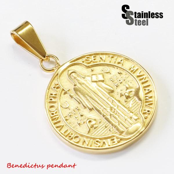 ペンダント レディース ステンレス ペンダント (16)聖ベネディクトゥス金色 メンズ アクセサリー...