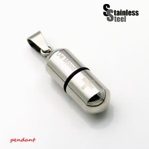 ステンレス ペンダント (52)カプセルピルケース 弾丸