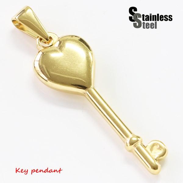 ペンダント レディース ステンレス ペンダント (94)ハート カギ 金色 メンズ アクセサリー 送...