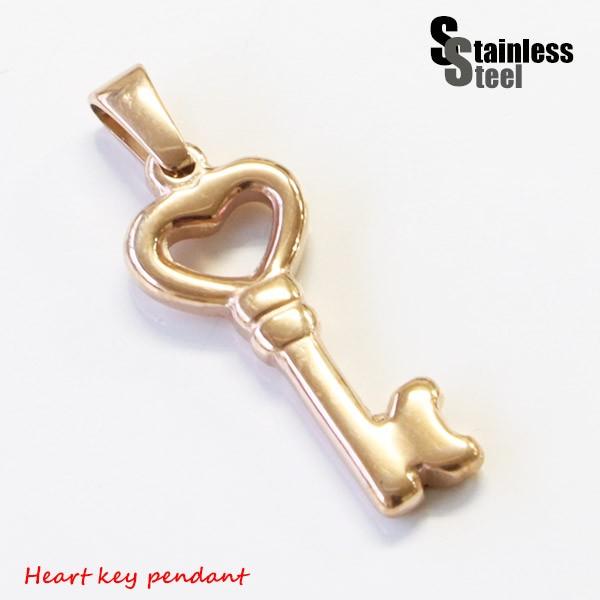 ペンダント レディース ステンレス ペンダント (95)ハート カギ ピンクゴールド メンズ アクセ...