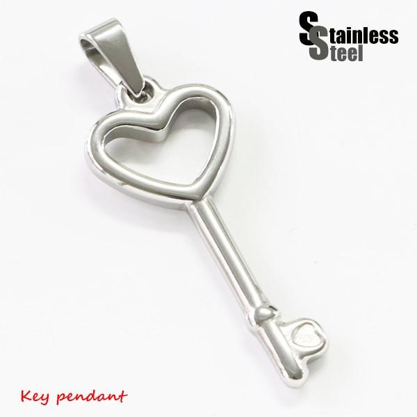 ペンダント レディース ステンレス ペンダント (96)ハート カギ 銀色 メンズ アクセサリー 送...