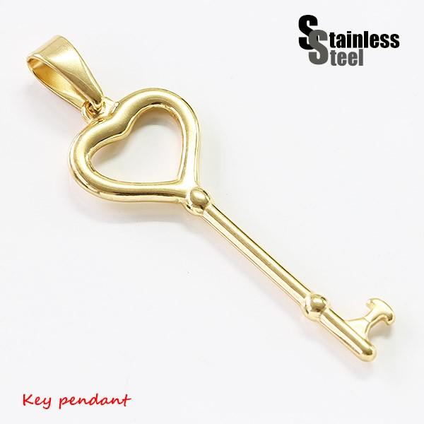 ペンダント レディース ステンレス ペンダント (97)ハート カギ 金色 メンズ アクセサリー 送...