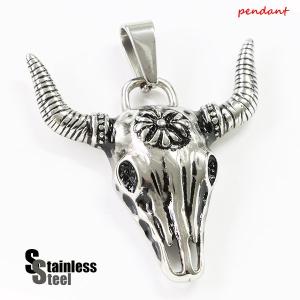 ステンレス ペンダント(125)バッファロースカル 銀色