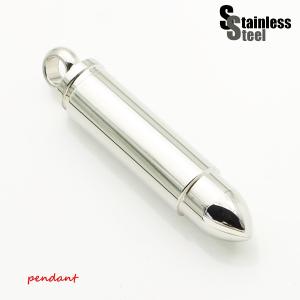 ステンレス ペンダント (127)ピルケース 弾丸 銀色 メイン