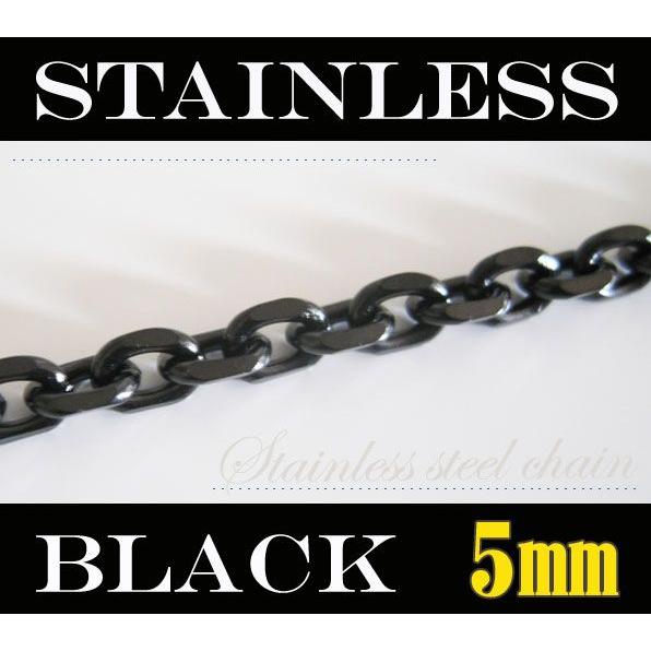 70％OFFセール ステンレス ネックレス 4面カットあずきチェーン黒色5mm選択可50cm 55c...