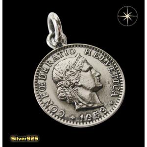 本物のスイスのコインペンダント(2) メイン ヨーロッパ コイン 硬貨 ペンダント ネックレス｜0001pppcom