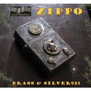 (GV)ZIPPOライター 仮面舞踏会SV+B メイン 金色 真鍮製(ブラス製) シルバー925製銀...