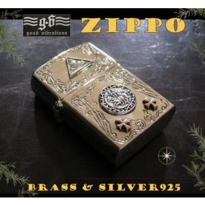 (GV)ZIPPOライター プロビデンスの目(1)SV+B メイン 金色 真鍮製(ブラス製) シルバ...