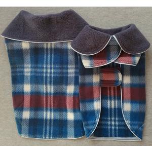 再再販　フリース・マント型コート チェック柄・青系　送料195円