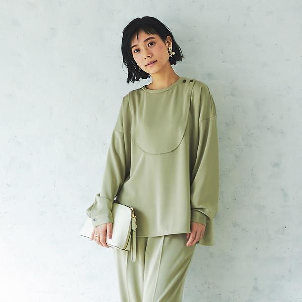 【WEB・一部店舗限定】起毛サテンカッティングブラウス