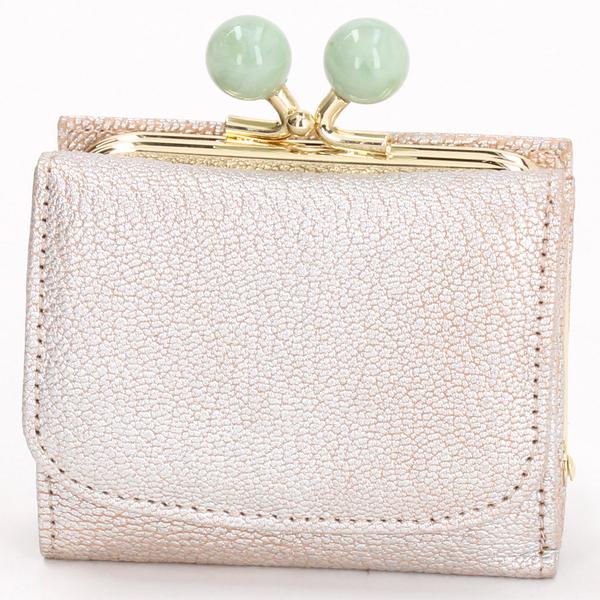 【本革 レザー】 perche ペルケ / アクリル玉三つ折りミニサイフ